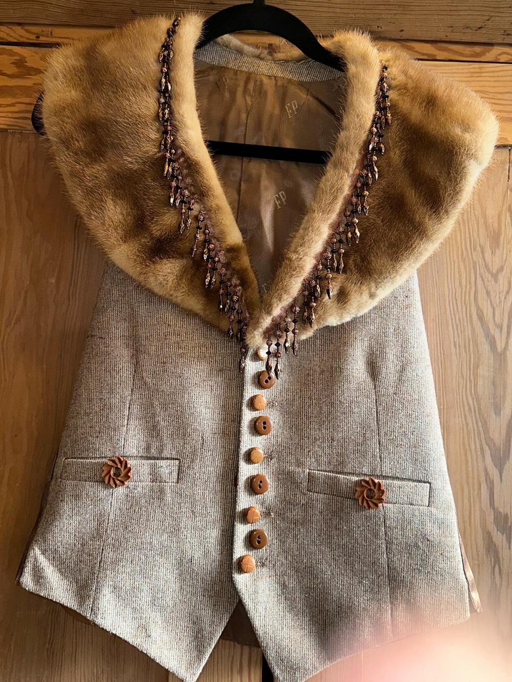 Vintage Mink Collar Vest Custom Design